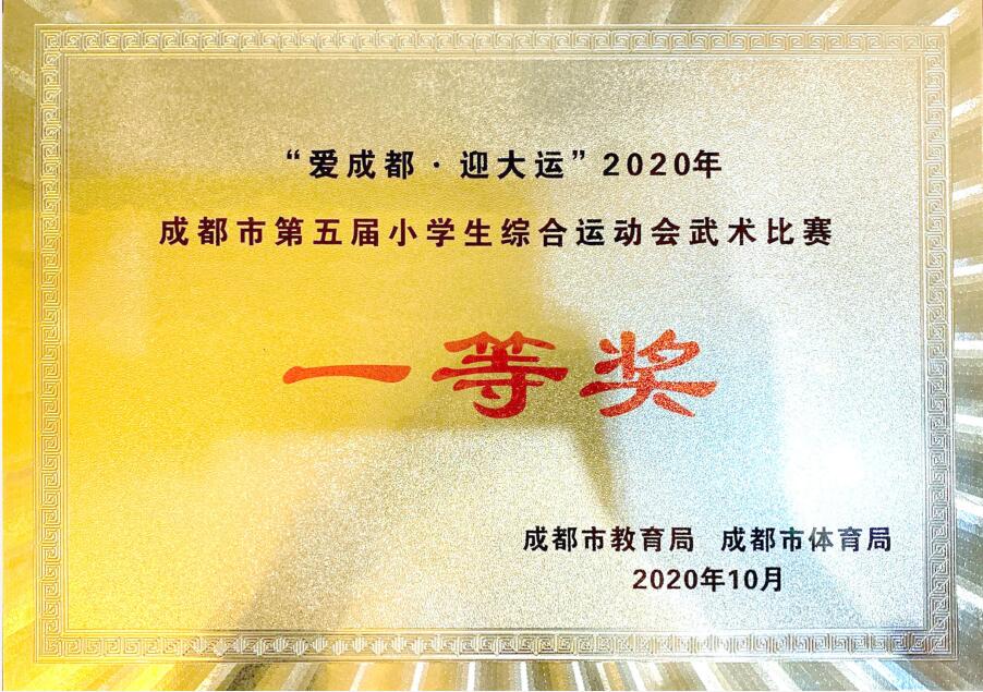 成都市第五屆小學生運動會武術項目一等獎第一名